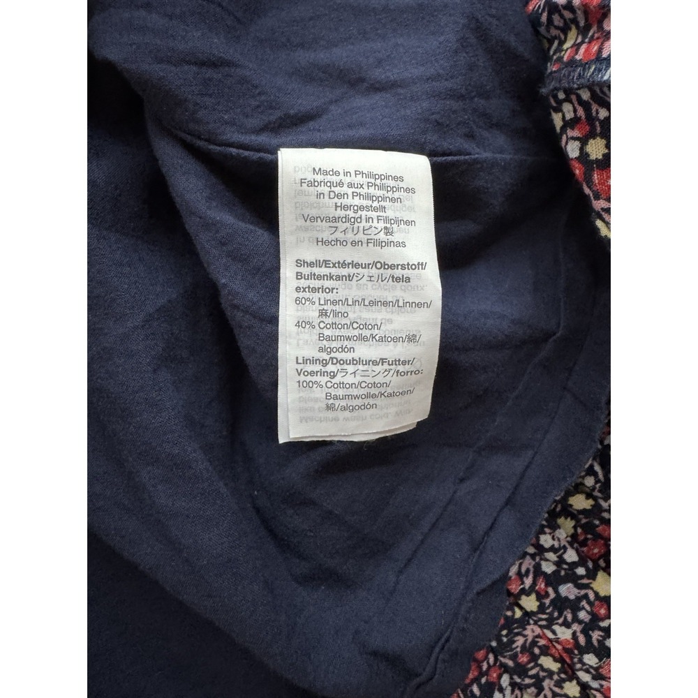 J Crew Tiered Floral Maxi Dress Navy Blue Linen Cotton Ruffle CottageCore Size 6 - Picture 4 of 10